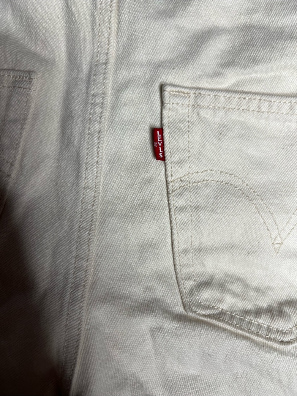 Levi’s Premium Cream Wide Leg Utility Overalls Large Double Knee Dungarees - Picture 8 of 9